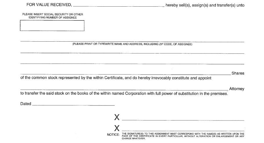 Stock Certificate Title