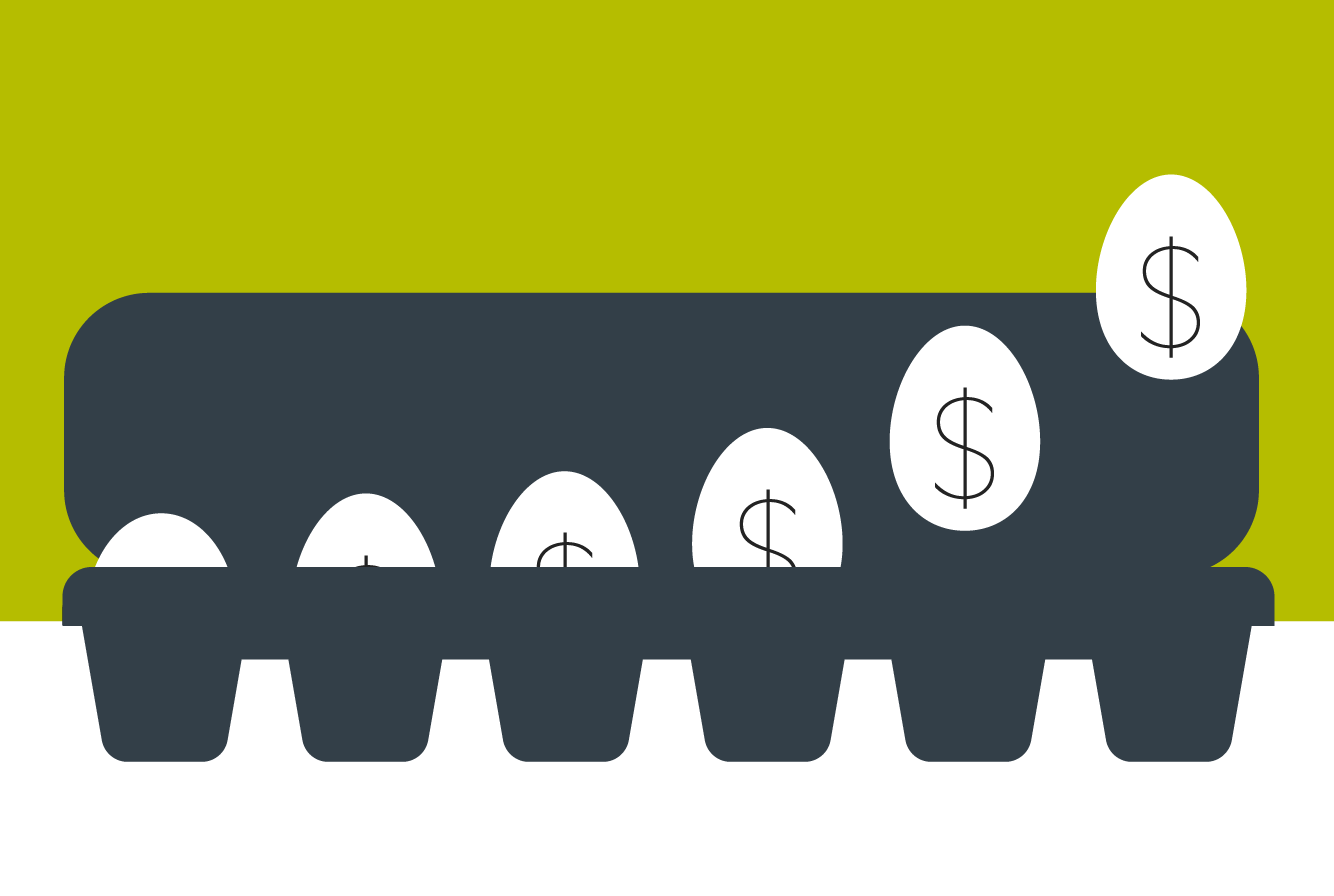 eggs with money icon in a carton
