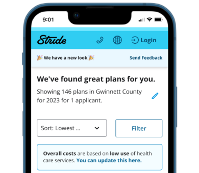 Stride app displayed on smartphone