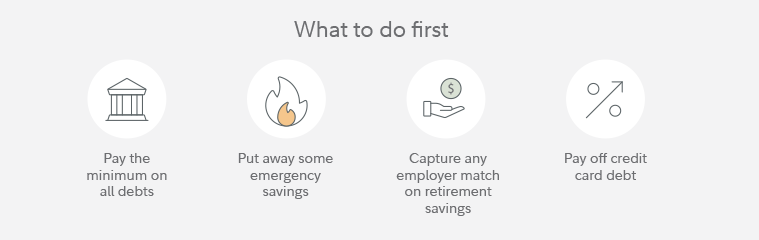 (Infographic) A panel of four icons. From left to right, a building with columns, a flame, a percentage sign with an arrow running through the middle, and an open hand with a coin floating above it.
