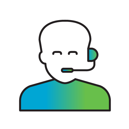 Icon of a person talking on headset