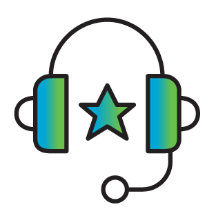 Icon of a headset with a star in the center