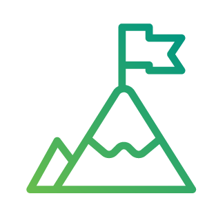 Icon of two mountain peaks with a flag at the summit