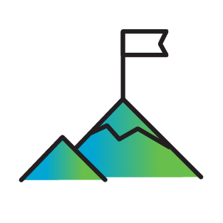 Icon of two mountains with a flag on the peak
