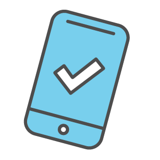 Icon of a a mobile device with a check mark