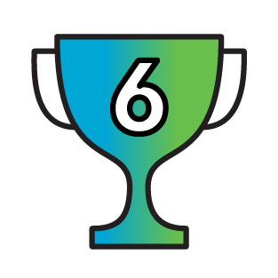 Icon of a trophy with the number 6 on it