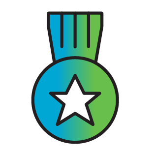 Icon of an award ribbon with a star in the center of it