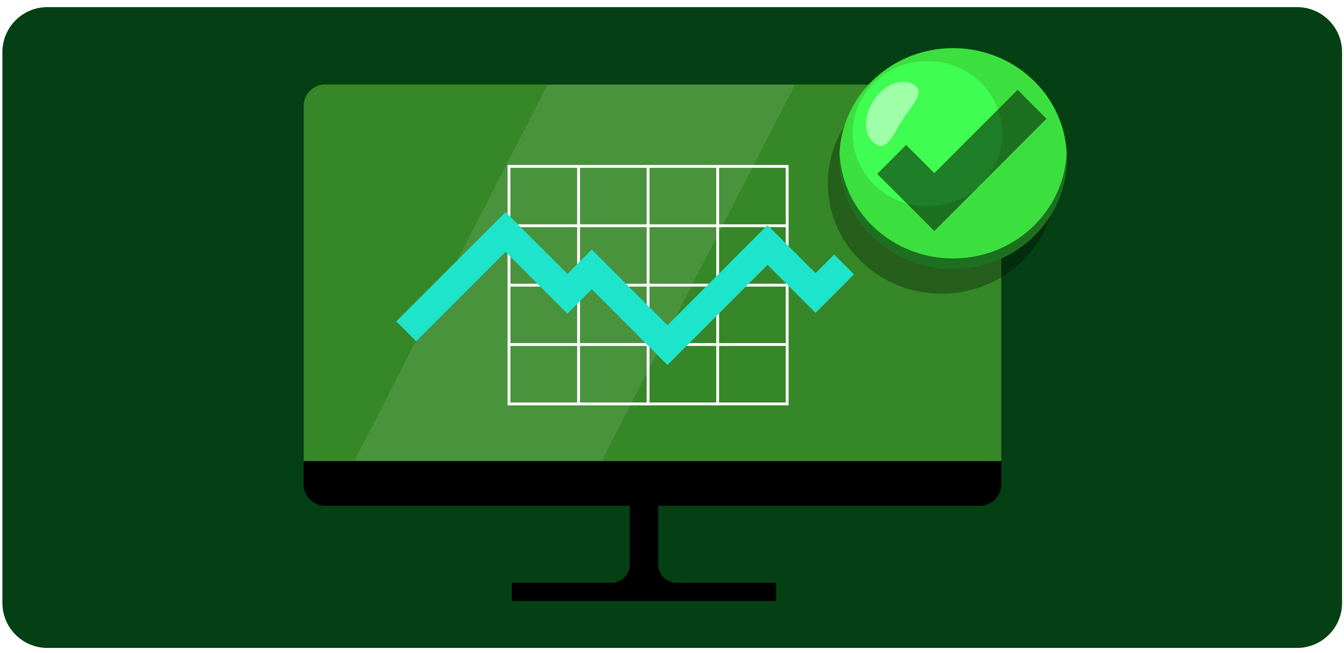 Computer monitor displaying a line graph with a green check mark, representing verified or reliable data trends.