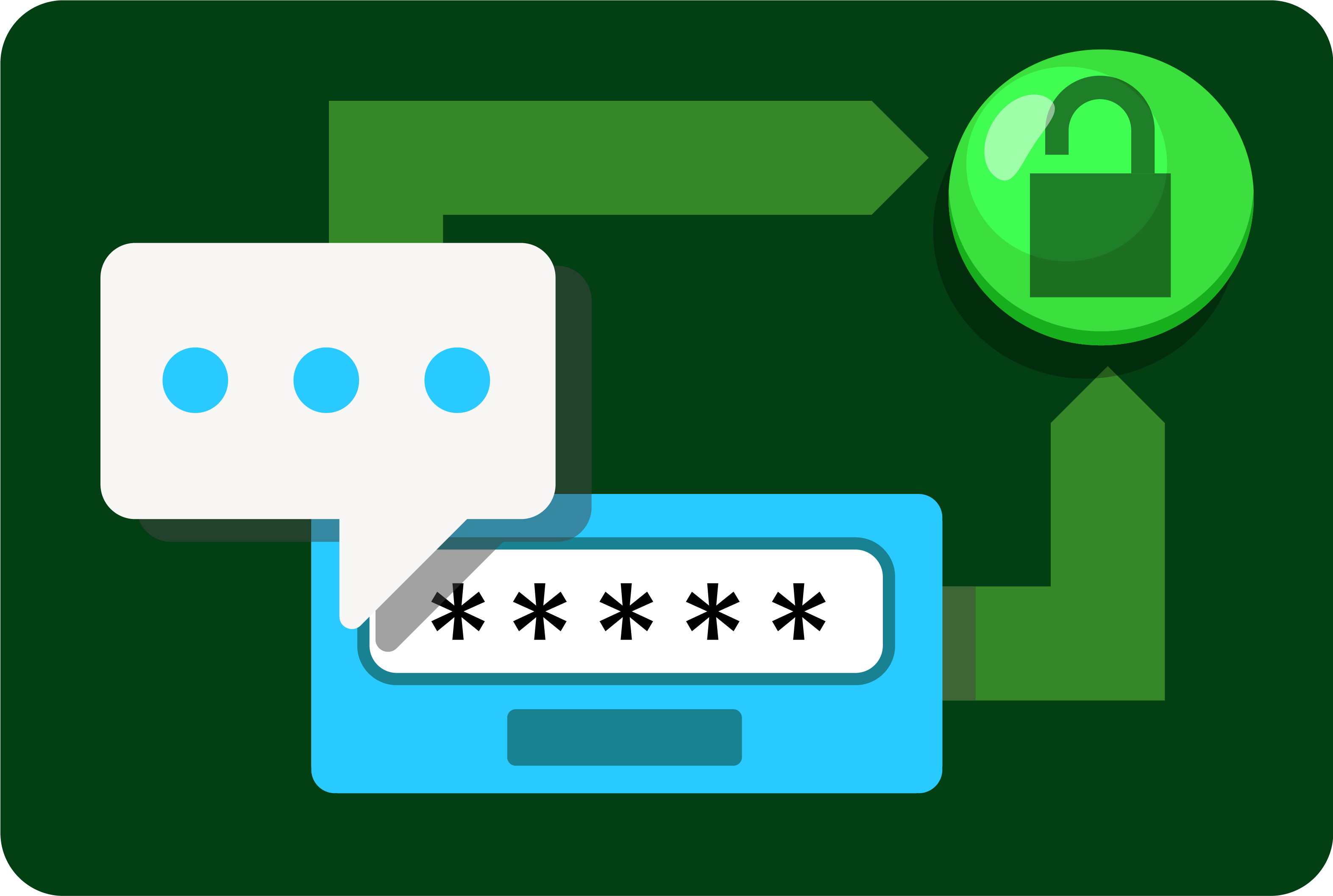A Password field with masked characters, chat bubble, and lock icon, representing secure login and protected communication