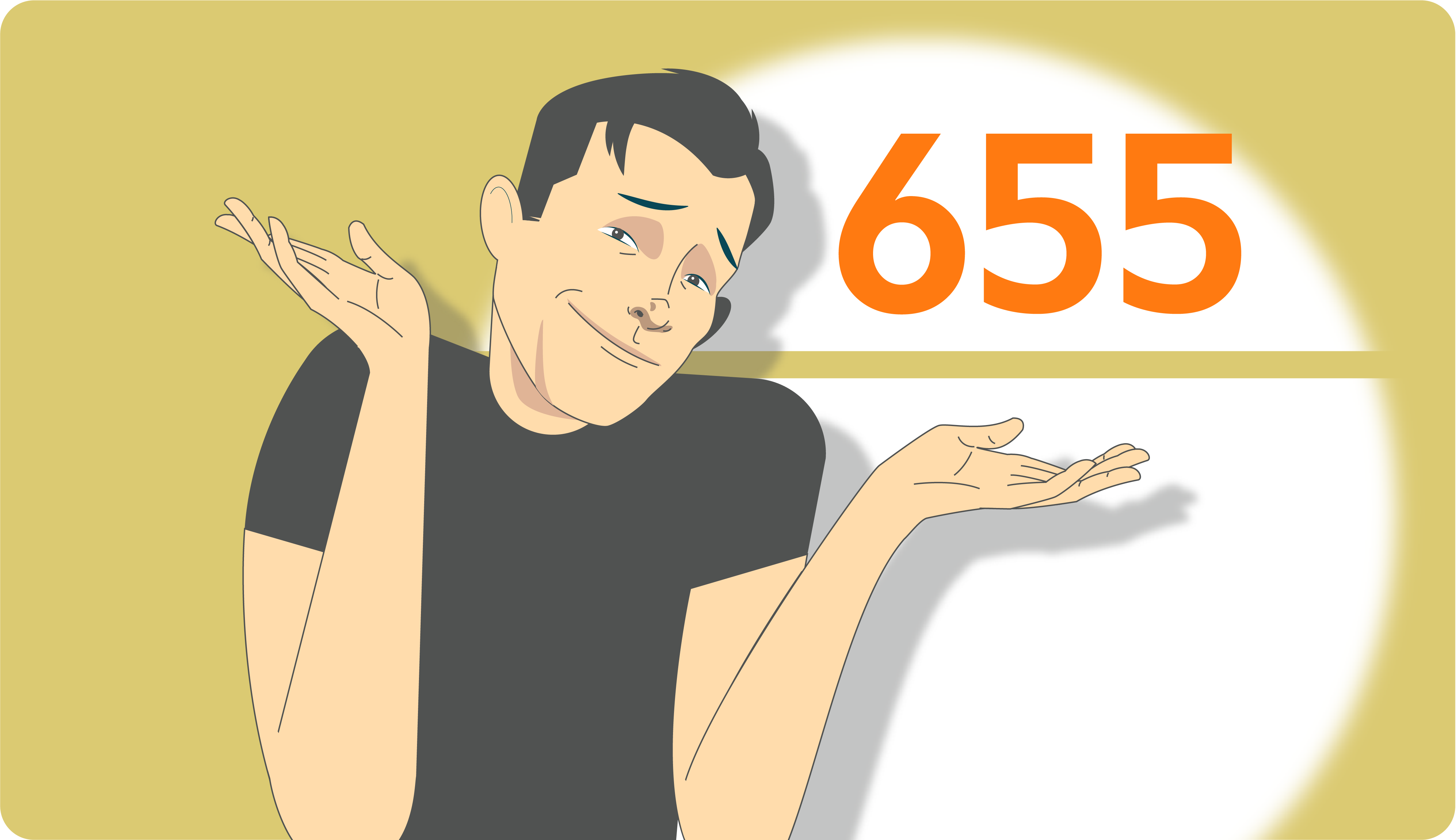 Illustrated person shrugging next to the number 655.