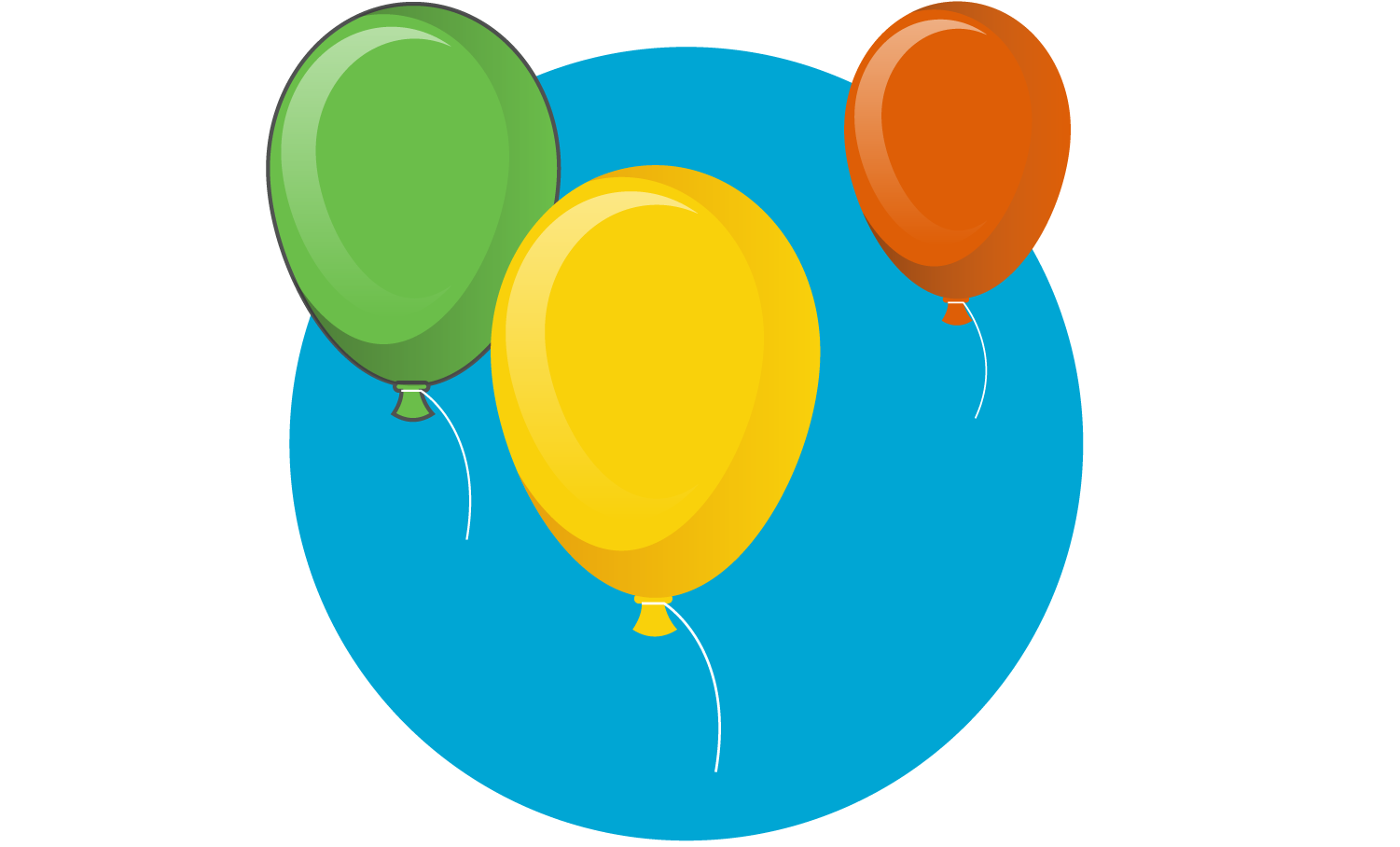 Three balloons floating in the air