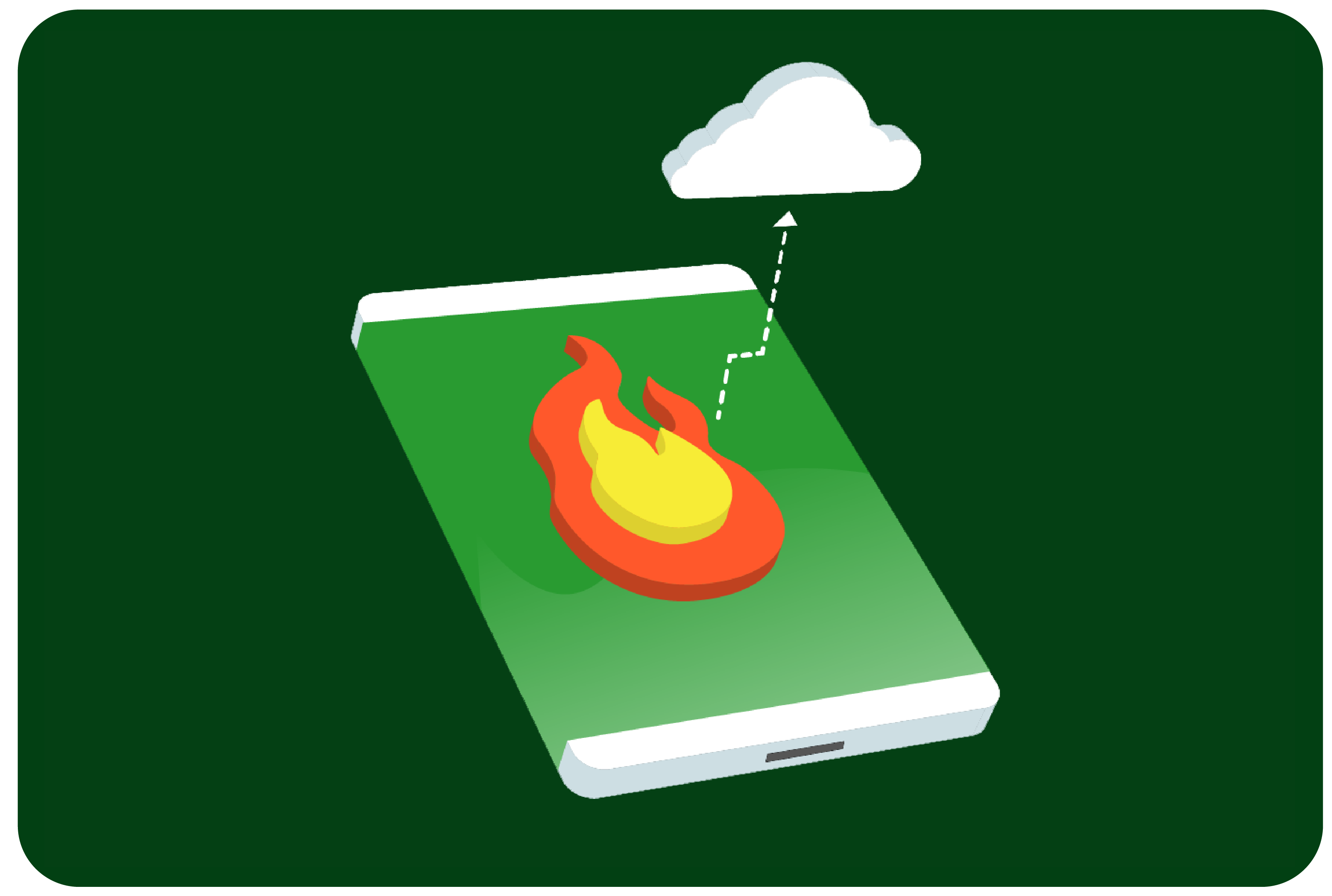 Illustration of a crypto hot wallet connected to the cloud, showing online storage that allows quick access to digital assets.