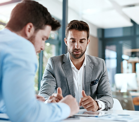 an advisor in conversation