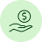 icon of a hand underneath a dollar circle